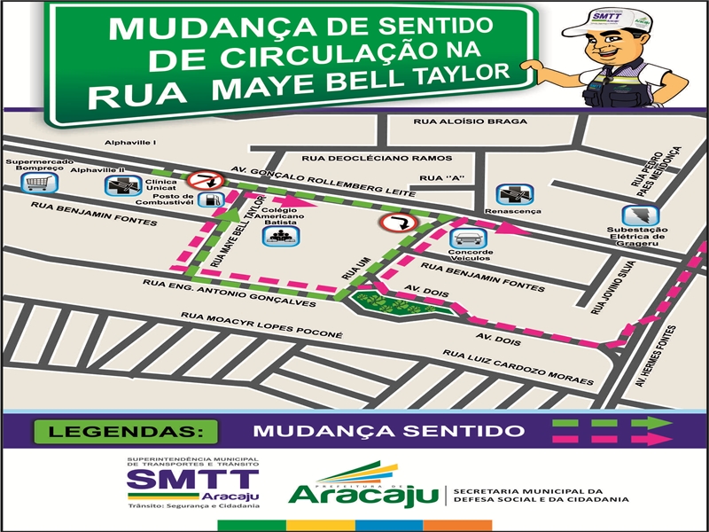 Mudança no trânsito: Nova circulação na rua Maye Bell Taylor - SMTT Aracaju